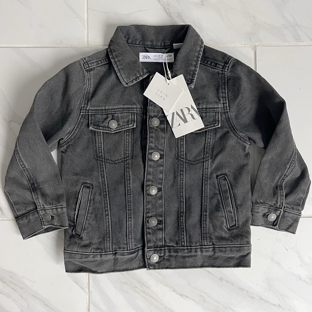 Zara Little Kids Jean Jacket Trucker Gray Denim Toddler 2-3 Years NWT